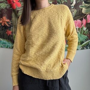 Yellow LL Bean Cotton Long Sleeve Sweater